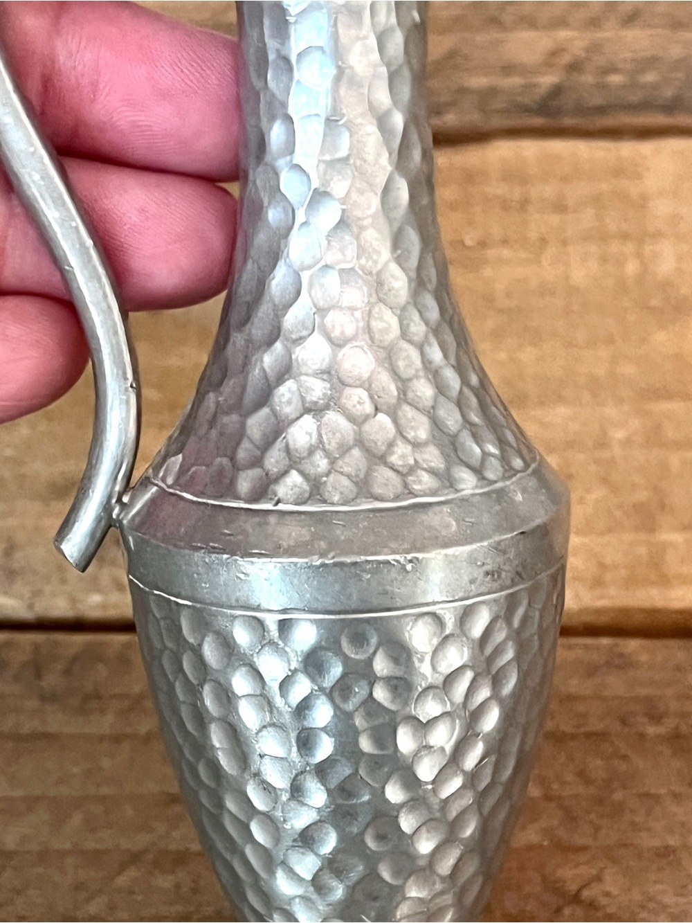 Vintage Heavy TKF Handmade Indonesia Hammered Pewter Ewer Pitcher - Picture 7 of 11